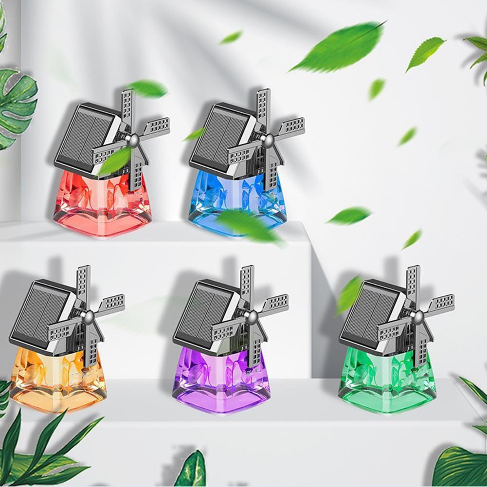Windmill Aromatherapy Solar Car Air Freshener Solar Powered Rotating Car Interior Aromatherapy Oil Auto Decor Essential F3X1