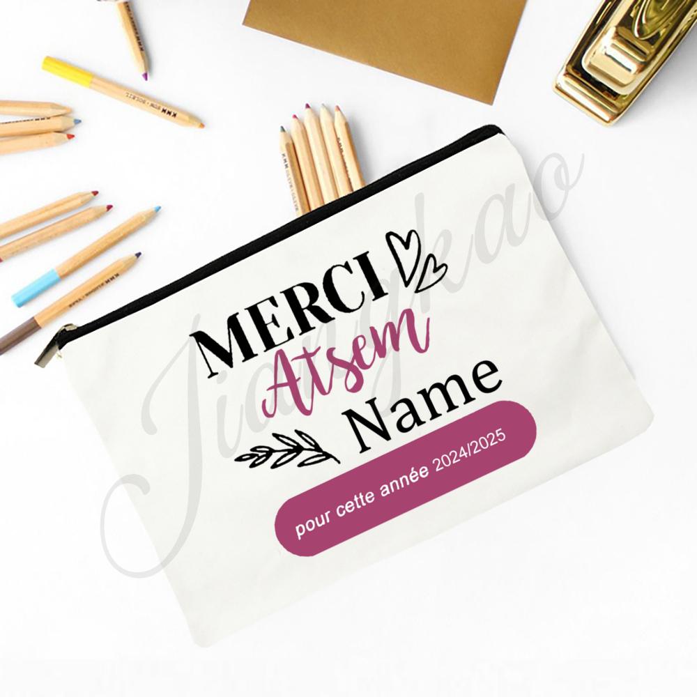 Personalized Makeup Bag Pencil Case Custom Teacher Name Stationery Bags Travel Toiletry Organizer Pouch Thanks Gift for Teacher