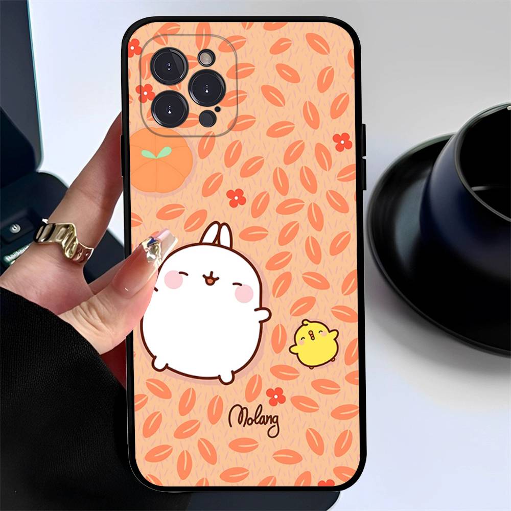 Cartoon Cute M-Molang Phone Case For Iphone 17 16 15 16e 14 13 12 11 Pro Max Plus Case Cover Coque