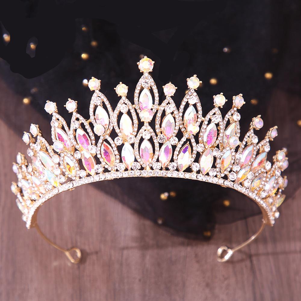 DIEZI Elegant Fashion Luxury Opal Crystal Tiara For Women Girls Wedding Party Baroque Bridal Bride Crown Hair Dress Accessories