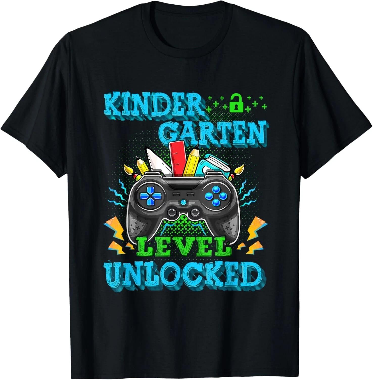 Kindergarten Level Unlocked Gamer First Day Of School Boys T- Shirt 2XL