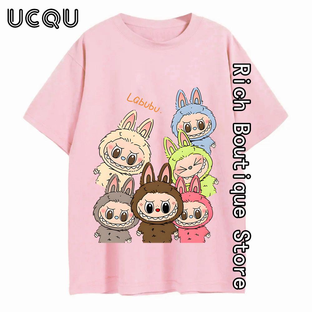 Cartoon Lububu Printed T-shirt Women Summer Fashion Tees Harajuku Short Sleeve Clothing Y2K Daily Tops
