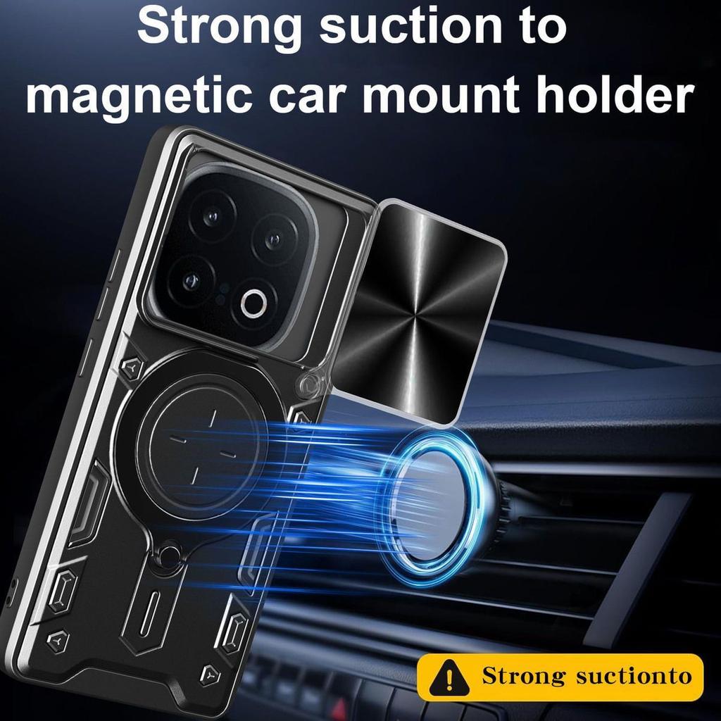 Case For iQOO 13 Magnetic Ring Holder Case Rotating Kickstand Full Body Shockproof Armor Protective Cover