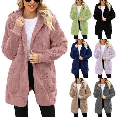 Plush Loungewear, European and American Cross-border Women's Autumn/winter Plaid Plaid Cardigan Furry Casual Jacket for Women