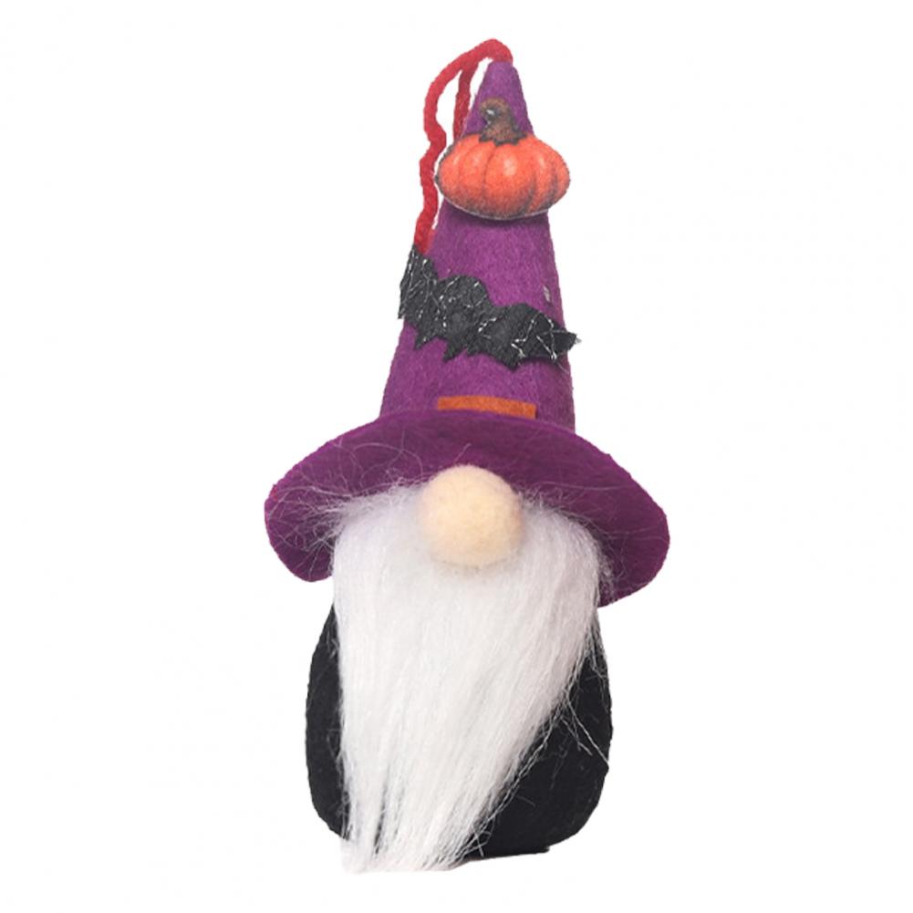 Good Luck Gnome Decoration Halloween Gnome Plush Doll Spooky Halloween Gnome Doll with Bat Pumpkin Black Cat Ornaments for A фиолетовый