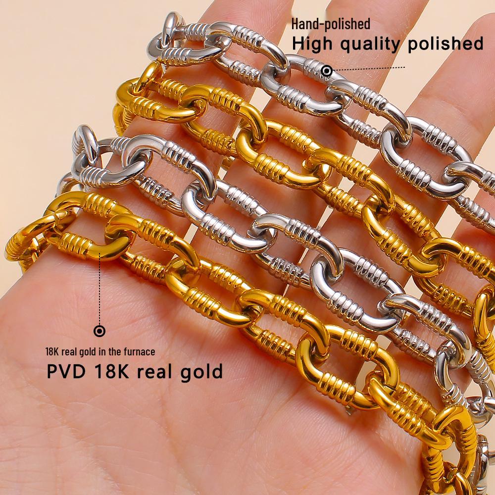 YueShi Punk Style Thick Chain Ring & Necklace Bracelet Set