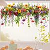 12’ X 24‘ Sunlight Colorful Static Glass Stickers, Fresh Retro Flower Vine Double-sided Visual Window Stickers