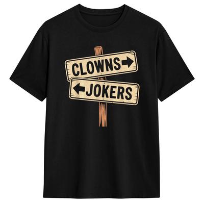 Vintage Direction Clowns To The Left Jokers To The Right 100 Cotton T Shirt For Men Summer  Vintage T-Shirts O Neck Novelty T...