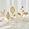 Metal Art Miniature Figurines Wood Base Desktop Ornaments Light Luxury Wrought Iron Ornaments Gift