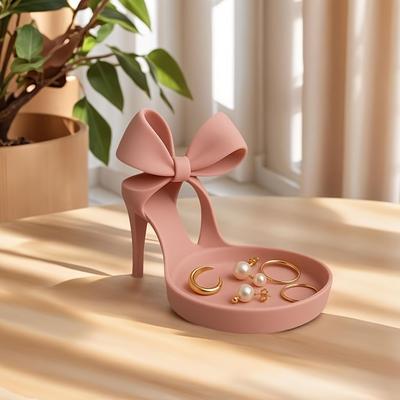 1 High Heel Shoe And Jewelry Rack | Ring Rack And Display Tray, Pink Desktop Storage Box,Jewelry Storage, Decorative Tray