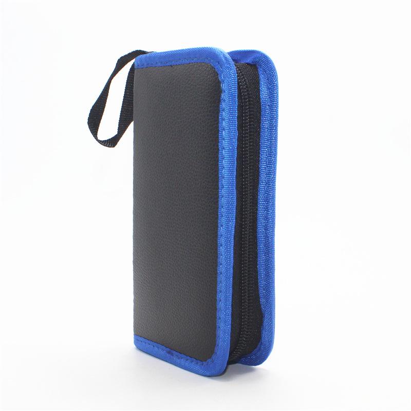 Blau karierte Leder-Canvas Pinzetten-Werkzeugtasche - Tragbar & Handlich