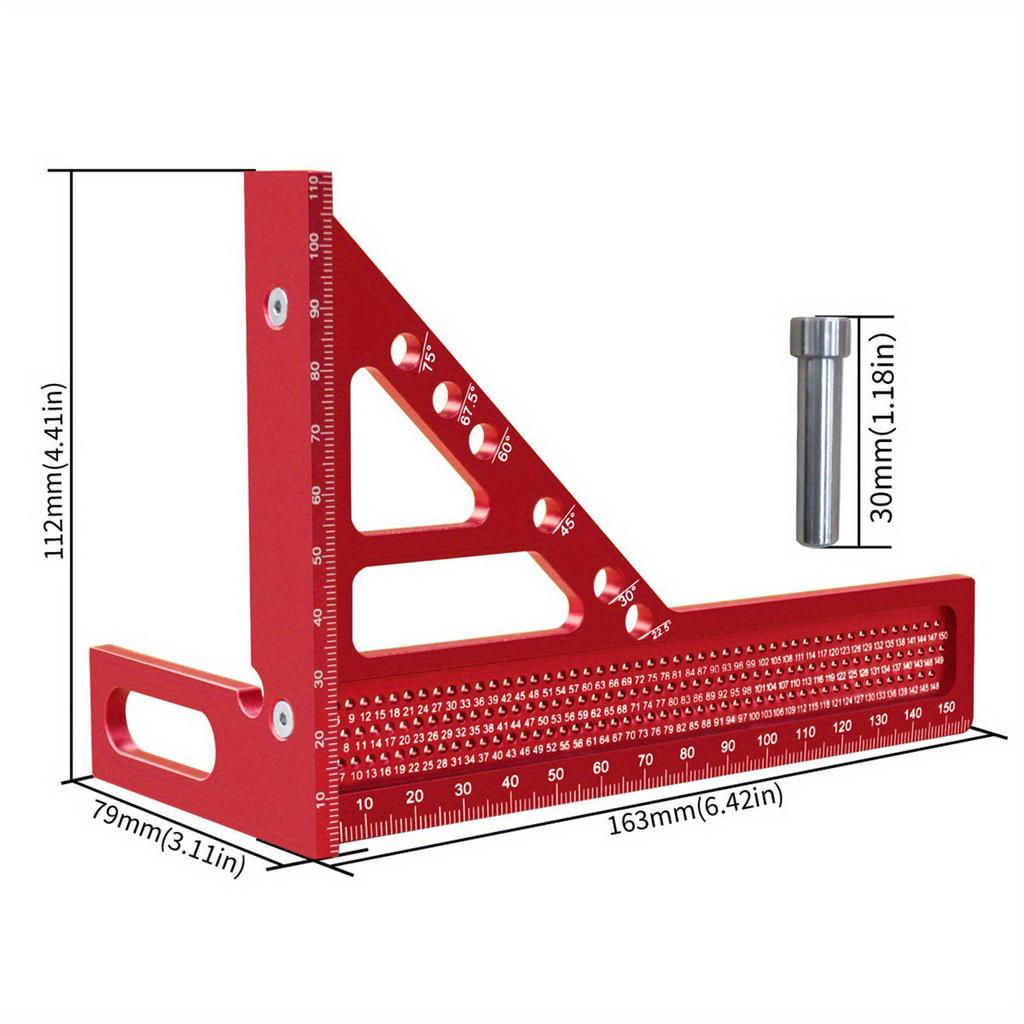 3D Multi Angle Measuring Ruler Woodworking Square Protractor Triangle Layout Measuring Tool 22.5-75 Degree Protractor