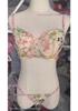 Floral Underwire Bra & Thong Set - Enhances Bust Appearance