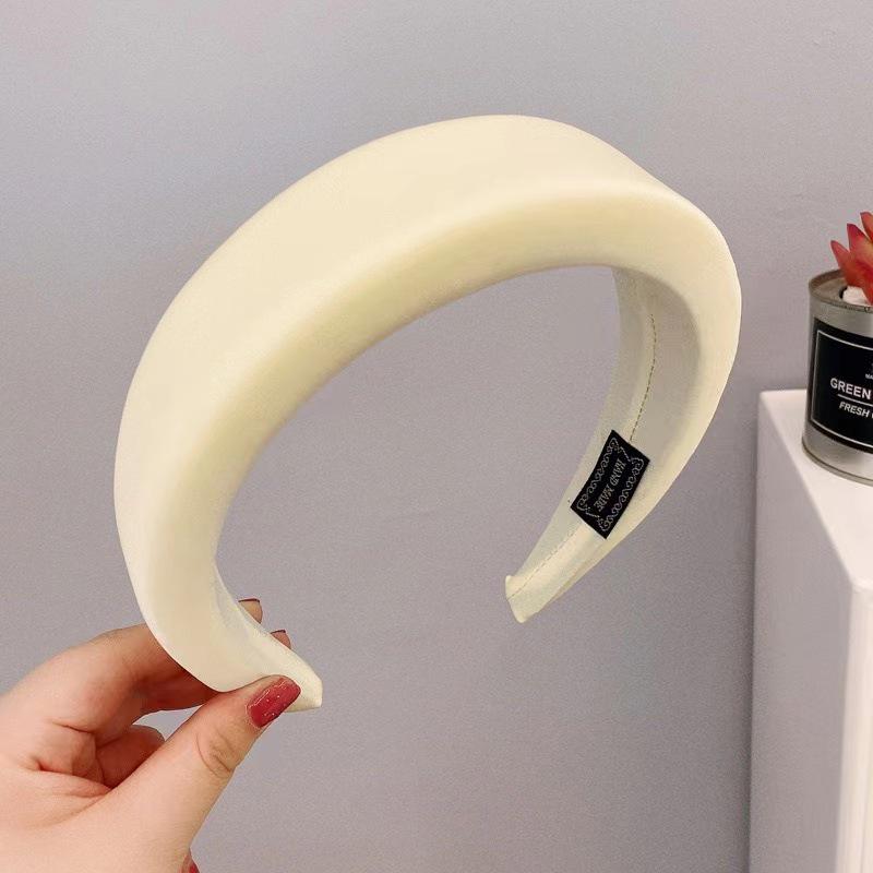 Fascia Estiva Monocolore Coreana con Bordo Ampio e Testa in Spugna per Donna - Accessorio per Capelli Sottile per la Parte Superiore del Cranio