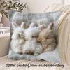 New Super Soft Pillowcase 2D Pattern Simulated Embroidery Cushion Cover Rabbit Cats Sheep 18x18in Sofa Pillow Cover Home Decor