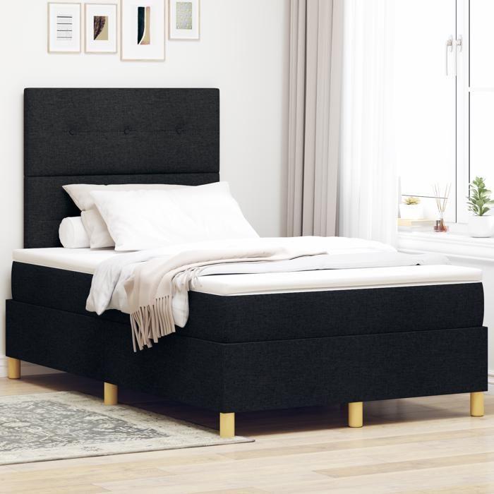 VidaXL Lit à ressorts avec matelas noir 120x200 cm en tissu 3339611