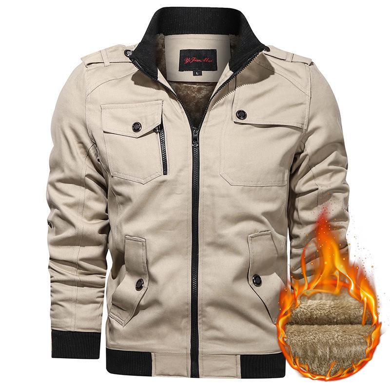 2026 Modische Koreanische Denimjacke für Herren mit Stehkragen - Verdickte Reine Baumwolle Oberbekleidung für Frühling und Herbst