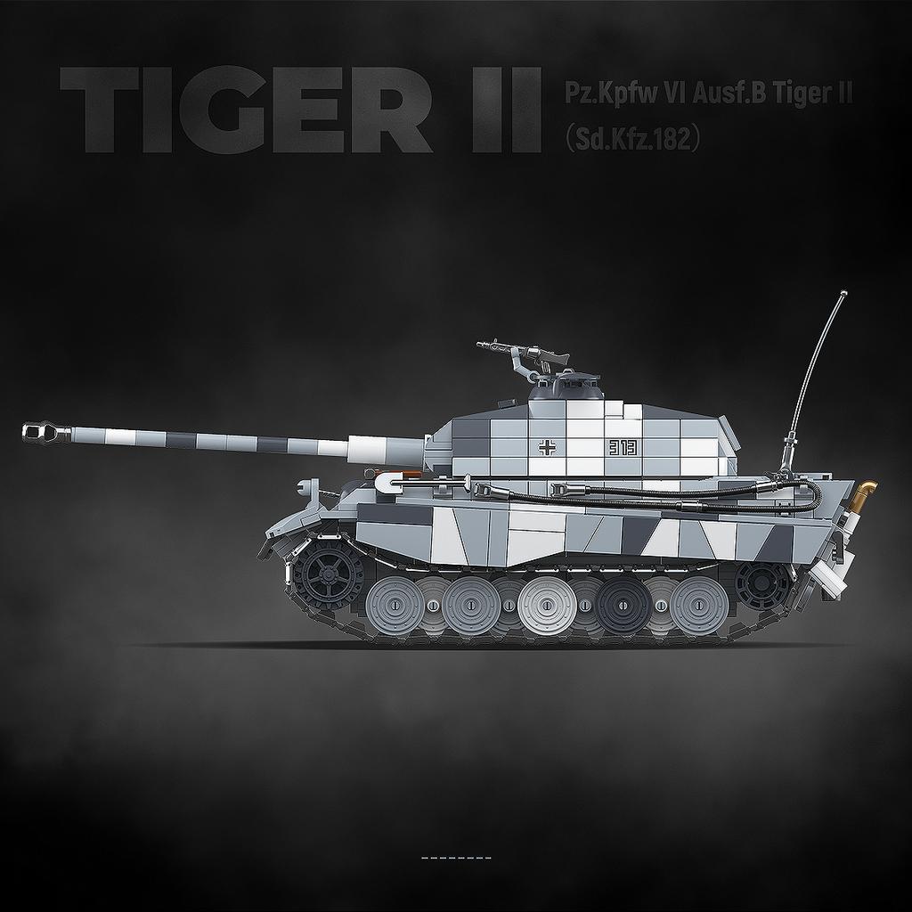 Snow Covered Tiger Heavy Tank Sd.Kfz.182 World War II Building Blocks Black Tiger Tracked Armored Vehicle Boy Toy Model 100321