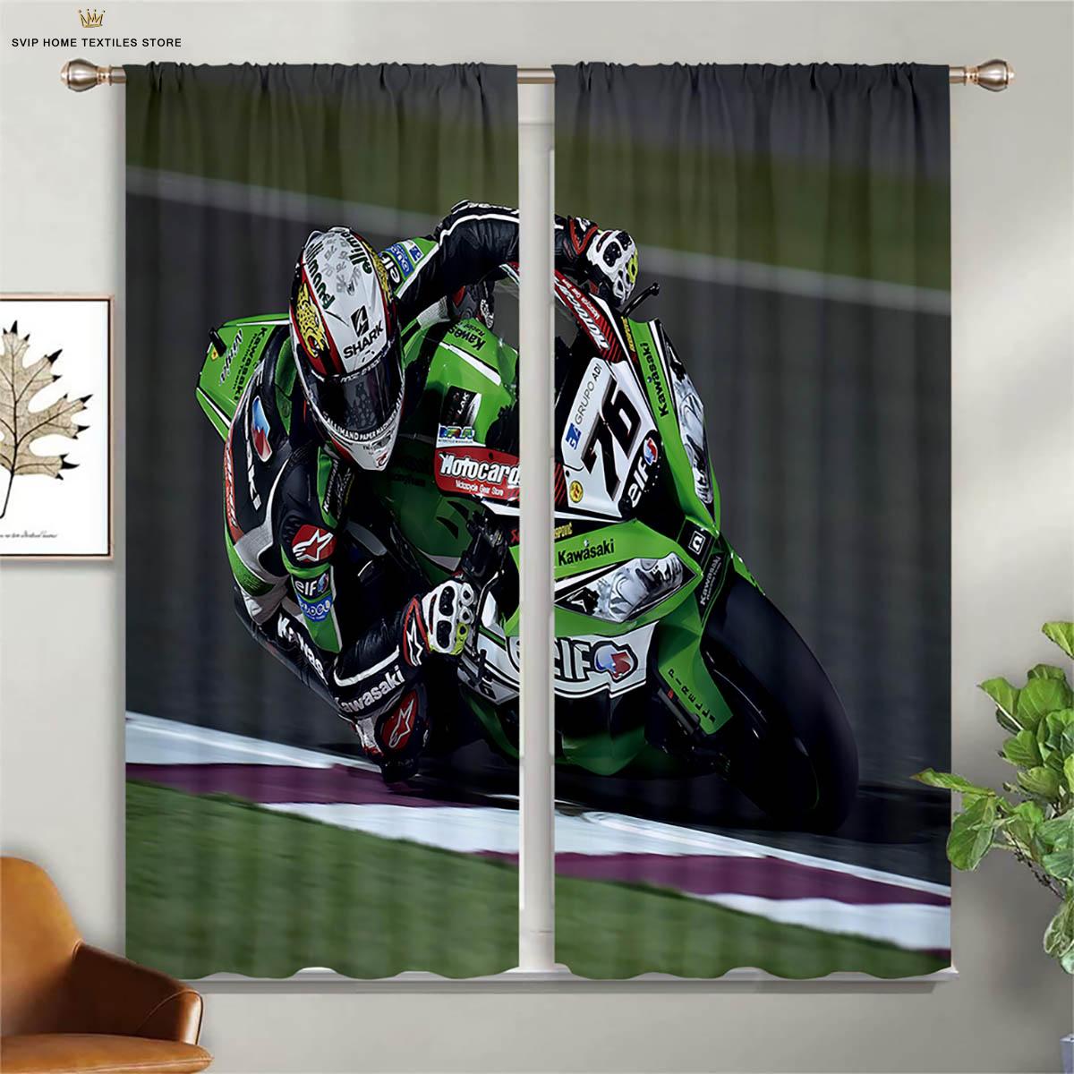 2 Stück Racing Wüste Motorrad 3D Druck Vorhänge Schlafzimmer Wohnzimmer Küche Dekorative Vorhänge Maschinenwaschbar W50X130H(CM)X2PCS&Rod pocket