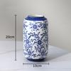 Neoclassical Blue and White Porcelain Vase Table Decoration Floral Print Texture Flowers Arrangement Vases Room Aesthetic Decor