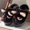 Fashion Winter Womens Cotton Slippers Cartoon Dog Couple Non-Slip Warm Indoor Home Slippers Plush Fluffy Comfortable Floor Slippers