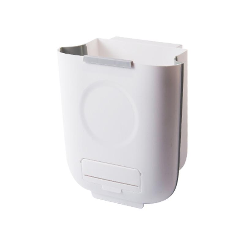 ONGE Hanging Kitchen Trash Can, Waste Bin,Small Plastic Folding Hang Garbage Can White And Green