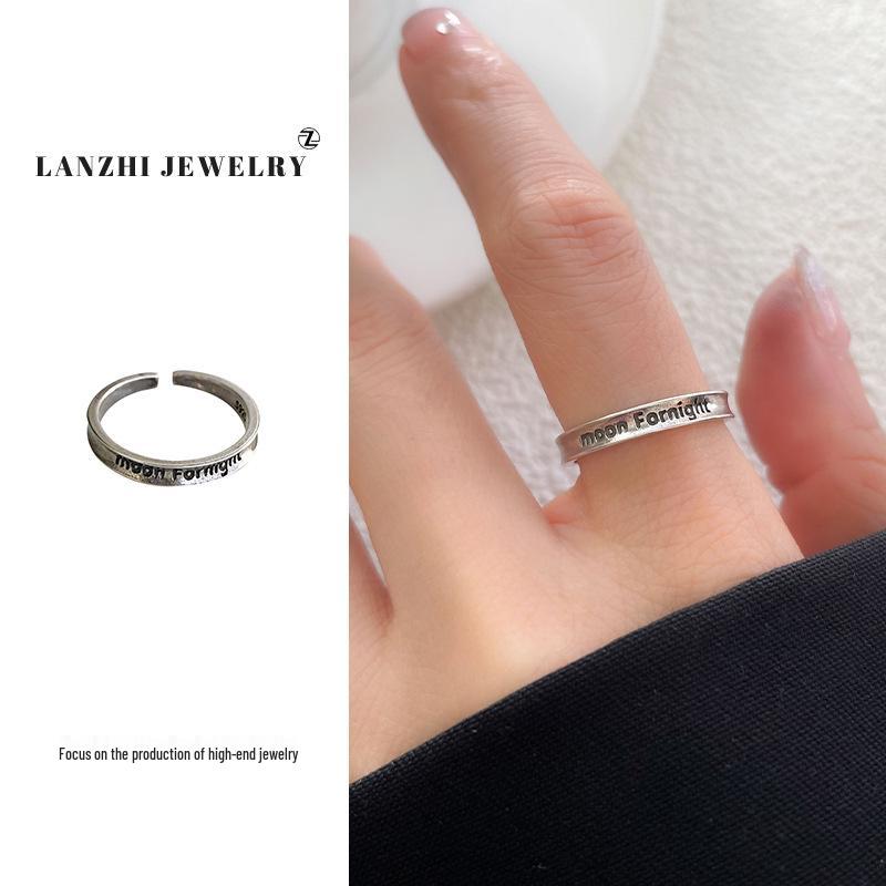 

Lan Zhi Minimalist 925 Sterling Silver Letter Ring for Women - Versatile Open Index Finger Jewelry Adjustable Open