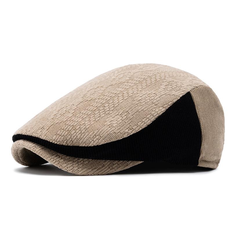 Men's Color Matching Peaked Cap Knitted Wool Beret Autumn Winter British Retro Forward Hat Warm Cap Painter's Hat