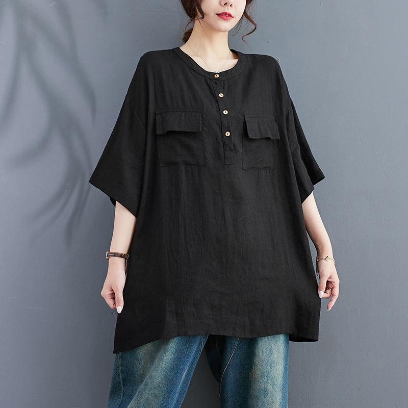 DIMANAF 2026 Plus Size Summer Women Blouse Shirts Casual Lady Tops Tunic Shirt Vintage Oversize Loose Tees Linen