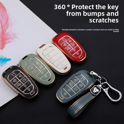 5 Key 7 Key Car Key Cover Case for Hyundai Tucson L Sonata Gold Edge Key Shell Protector