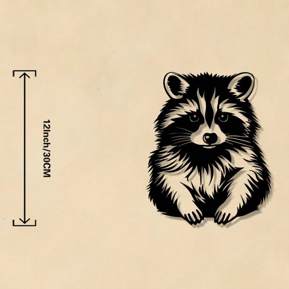 Metal Wall Art Raccoon Sculpture Garden Statue Wildlife Decor Outdoor Terrace Christmas Gift