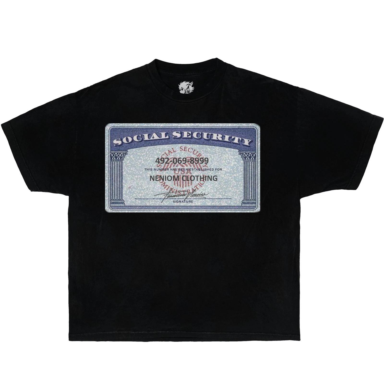 

Neniom Social Security Card Boxy Shirt Streetwear Y2K Vintage Tees L