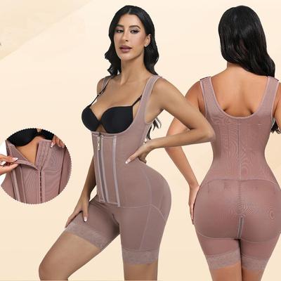 Women Zipper Button One Piece Full Body Shaper Waist Cincher Tummy Control Butt Lift