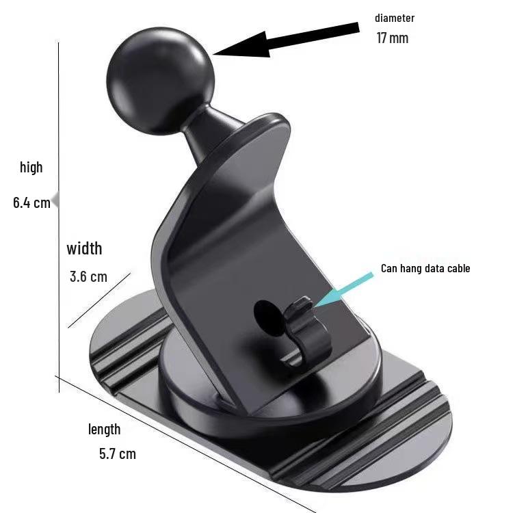 Universal Dashboard Car Phone Holder with 17mm Ball Head and Adhesive Base, Little Elephant Trunk Design.