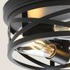 Metal Black Cage Farmhouse Flush Mount Ceiling Ligh, Industrial Close To Ceiling Light, Rustic Style, IP44, Suitable for Hallway, Kitchen, Bedroom, En