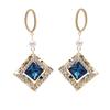 2022 mode Temperament Geometrie Ohrringe für Weibliche Design Cube Kristall Blau Dangler Luxus Perle Anhänger Ohrring