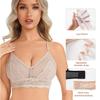 Women French Lace Bra, Wireless Thin Cup Sexy Sheer Lingerie, European American Style Comfortable No Underwire Bra