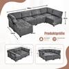 Modular 6-Seater Sofa, Corduroy, Ergonomic, Storage Pockets, Combinable As U-Shape/L-Shape/Sofa Bed, Wood and Metal Structure, Easy Assembly, Grey