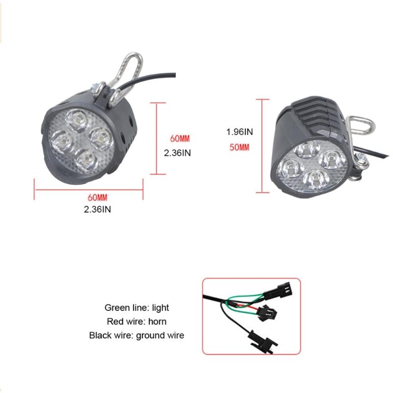 2-v-1 Elektrické svetlo na bicykel Nárazuvzdorné LED svetlo pre E-bike Predné svetlo s klaksónom Skvelý výkon
