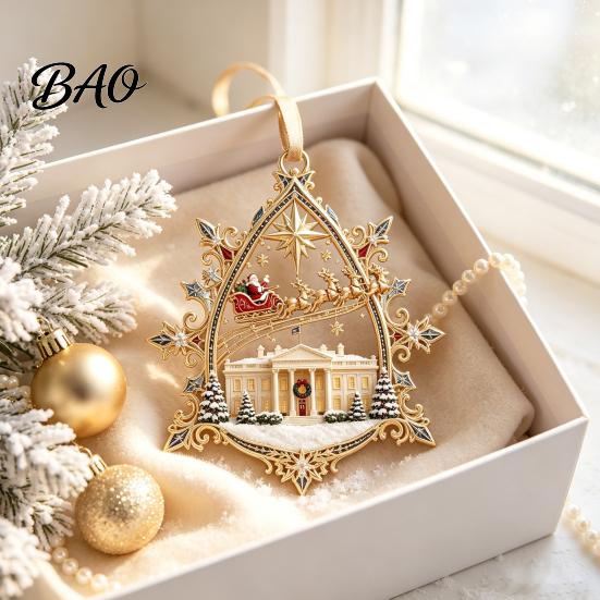 Decorative Fireplace Hanging Props 250th Anniversary USA White House Christmas Tree Ornament, 2D Acrylic 1776-2026 Commemorative Indoor Outdoor