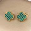 15MM Four-Leaf Clover Earrings Buckle Mother-Of-Pearl Full Radium Female Temperament Simple Earrings