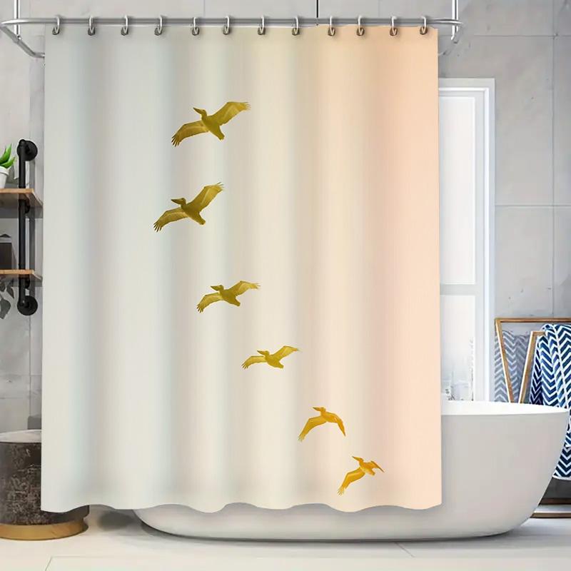 

Bathroom Shower Curtain Nature Birds Forest Landscape Waterproof Fabric Decor Set W60H190(CM)-1 Pcs