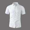 Men's Business Casual Solid Color Short Sleeved Shirt for Summer Fashion No Ironing Comfortable and Versatile Top