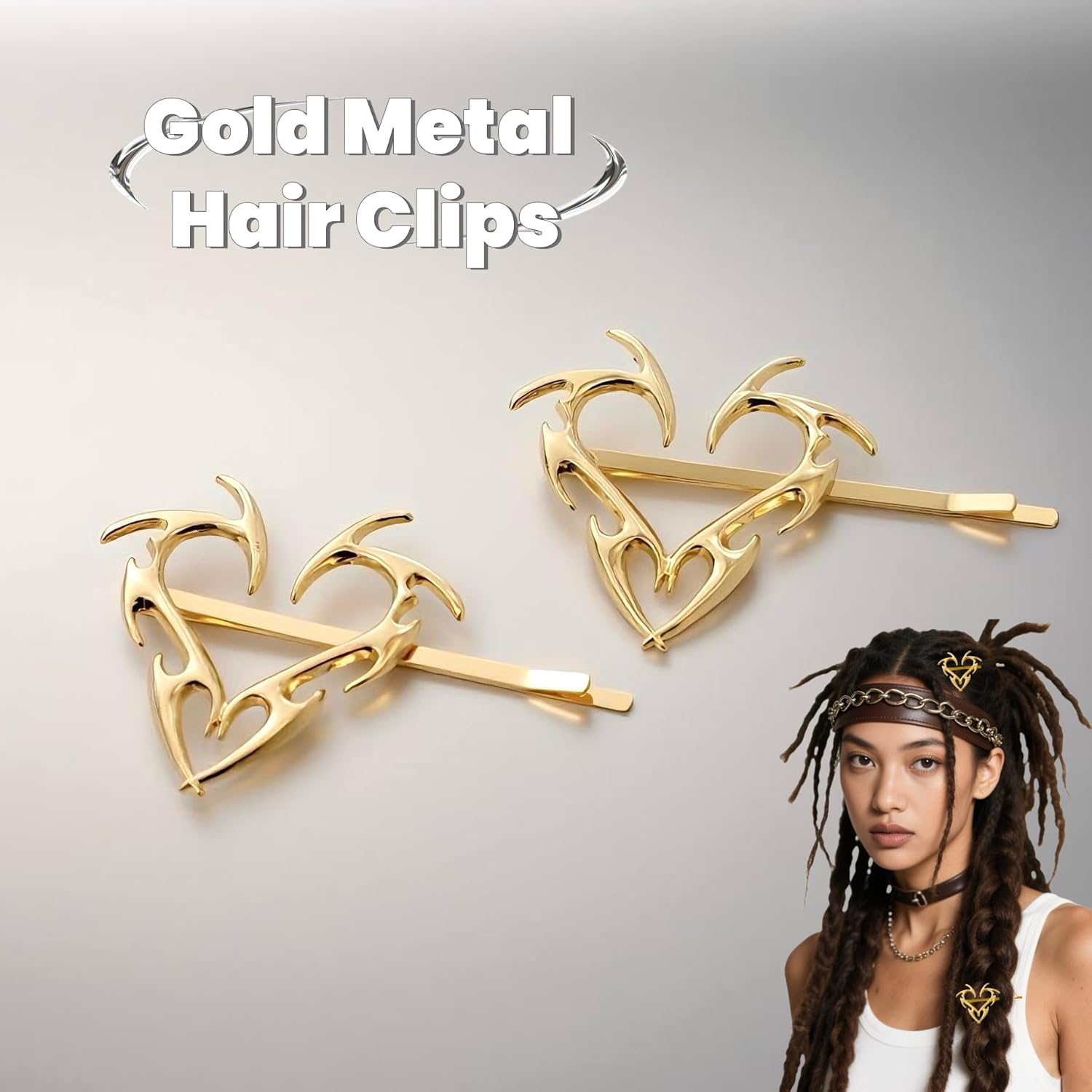 Fashion Flame Heart Bobby Pins for Women Girls Gothic Metal Hair Pins Halloween Hair Clips Y2K Punk Decorative Accessories for Cosplay Themed Party