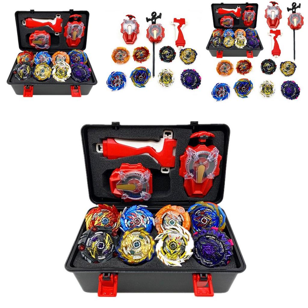 Super King 8-teiliges Gyro Burst Beyblade-Set mit funkelndem Launcher und Aufbewahrungsbox