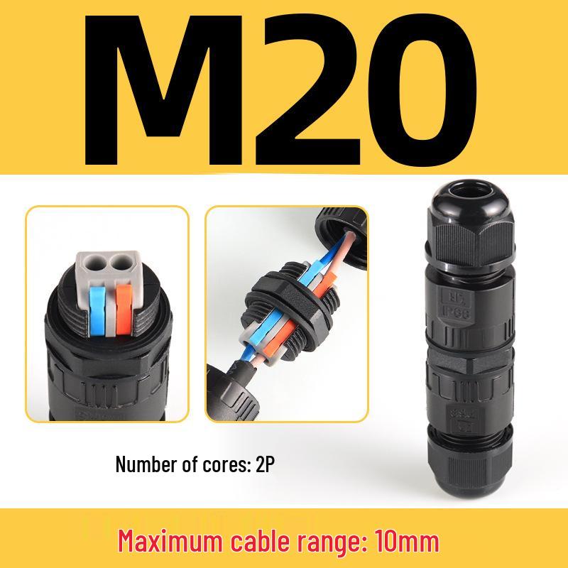 IP68 Waterproof Nylon Cable Connector with Terminal Blocks, 2-4 Core, PG9, Outdoor