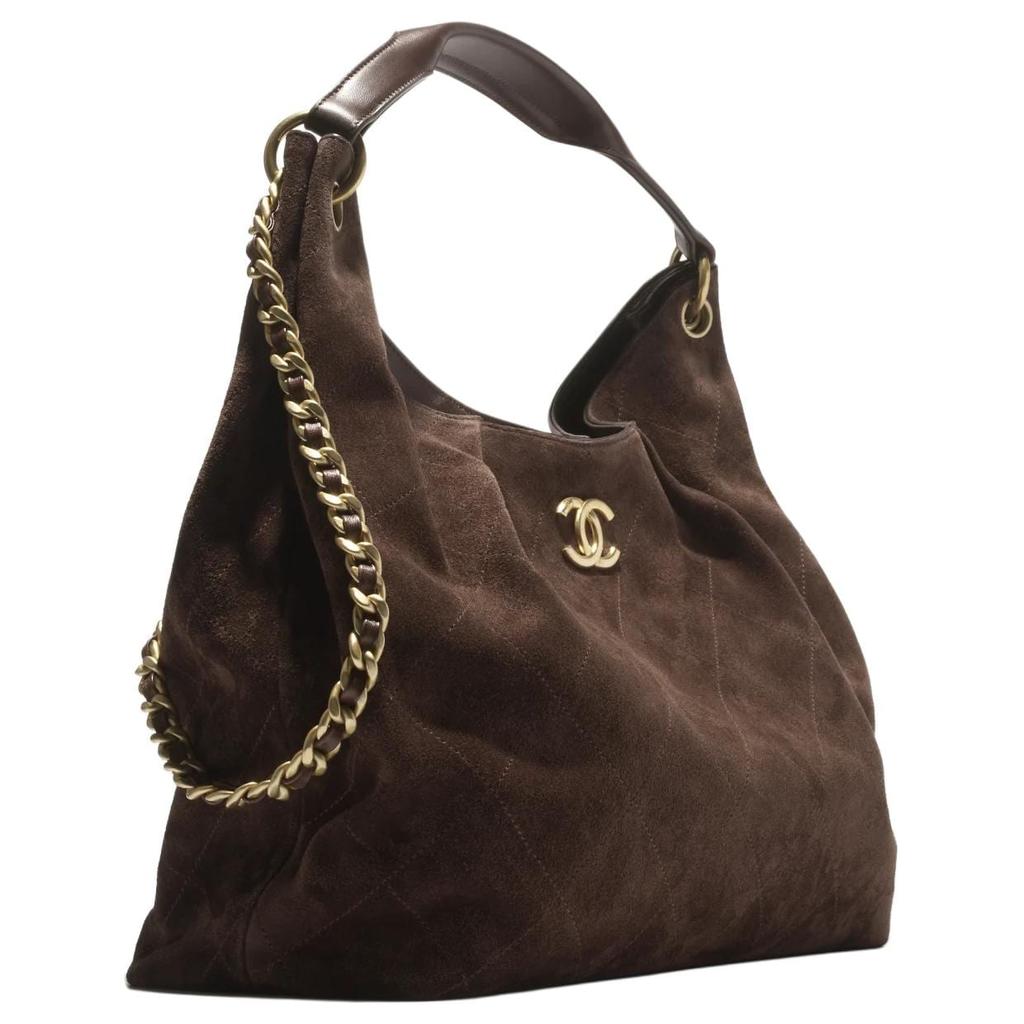 CHANEL HOBO Suede Effect With Calfskin And Lambskin Handbag Extra Large Women's Dark Brown AS6016-B22708-U3950