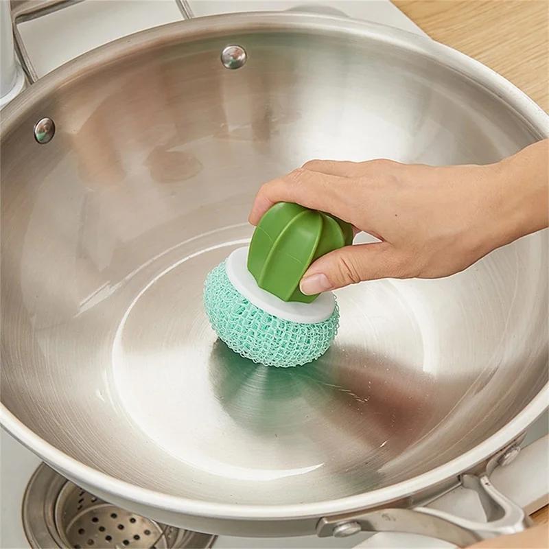 New Creative Pot Brush Cactus Nano Cleaning Ball Gradient Cleaning Brush Kitchen Cleaning Tools