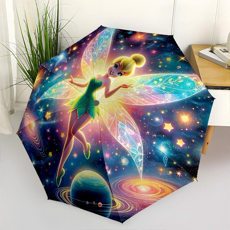 

Disney Tinkerbell, Tinker Bell Automatic Open/Close Umbrella - Cute Umbrella with Cute Design, Portable 3-Fold Compact Umbrella for Men & Wo