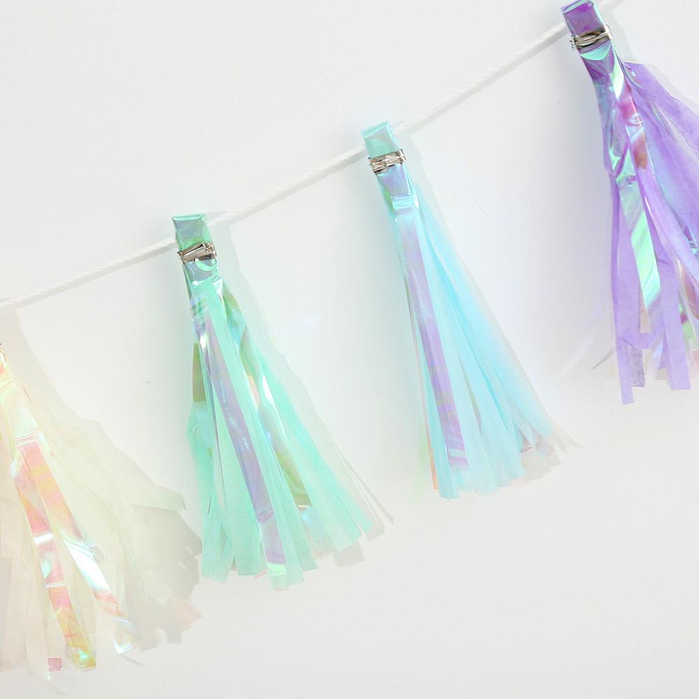 Handmade DIY Colorful Tassel Strands with Aluminum Foil Pull Flowers - 12/Pack for Birthday Decoration